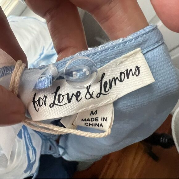 NWT For Love and Lemons Uma Blue Lace Removal Collar Crop Top Size Medium - Picture 7 of 8